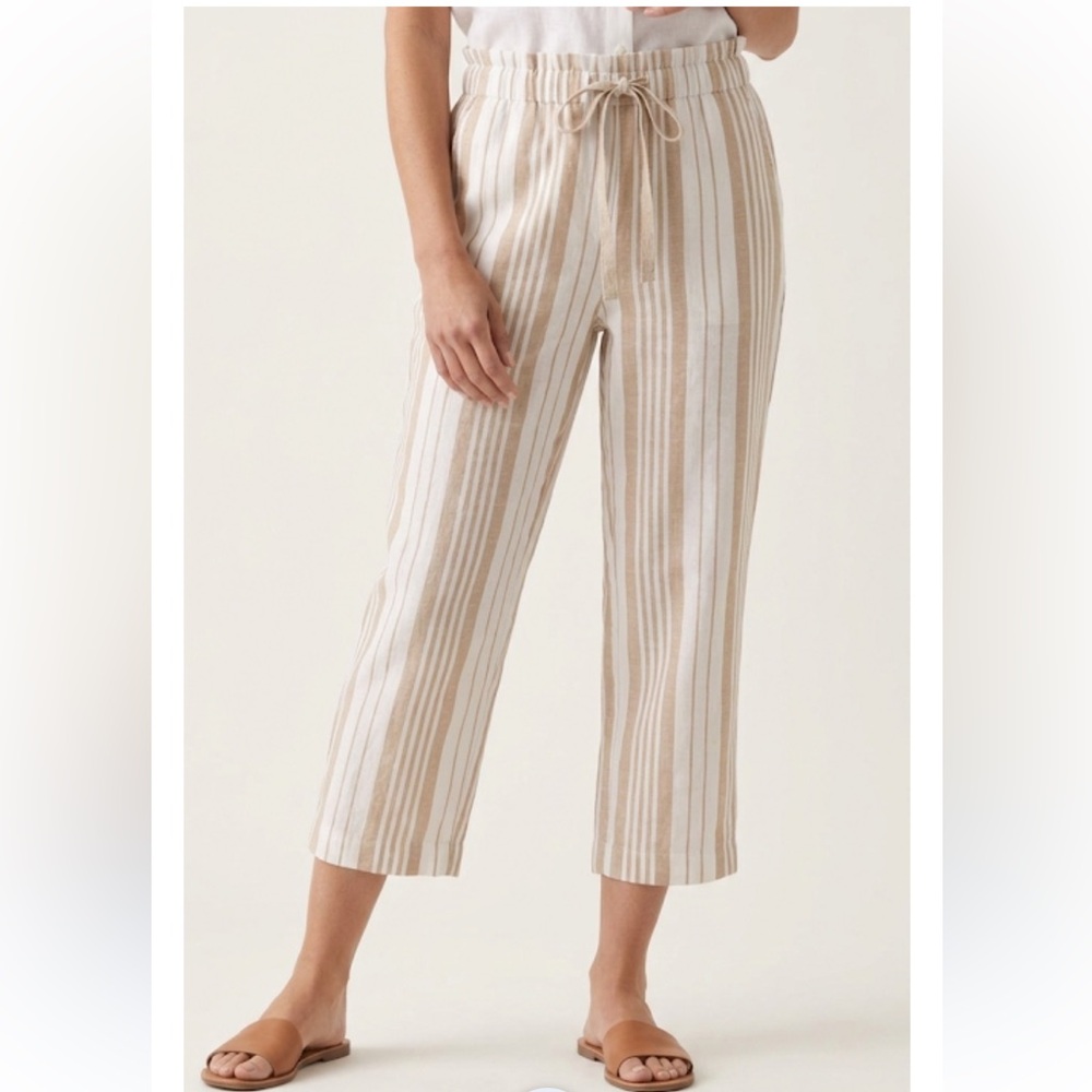 Chico’s Tan and White Linen Pants
